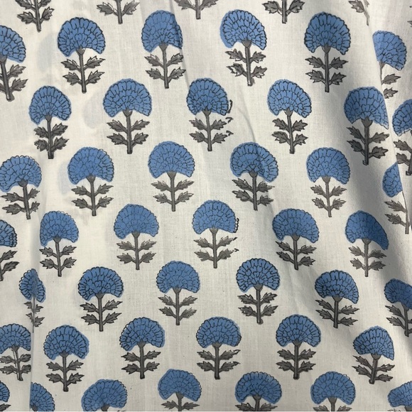 Saule Parc hand printed ruffle neck button down blouse size XS cotton blue - Picture 5 of 6